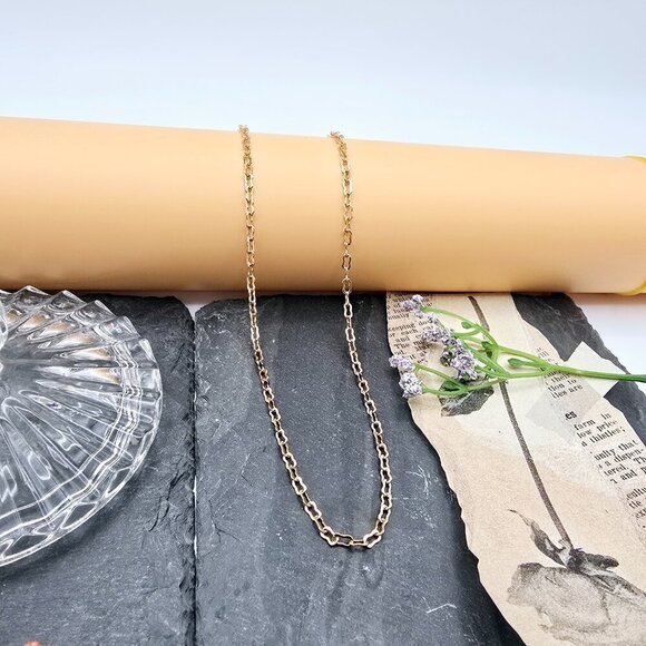 Rose Gold Chain Necklace Gold Plated Dainty Unisex Jewelry, XPNL0002 - Picture 3 of 12